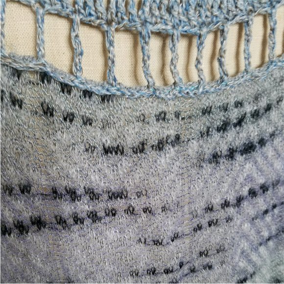 Free People Womens Sweater Top Blue Moon Crochet Knit Mohair Blend S - Picture 6 of 11